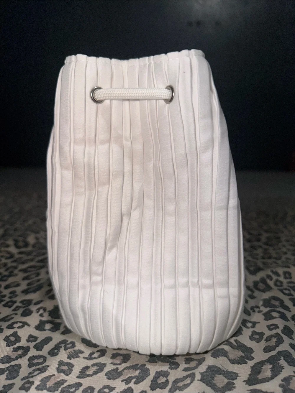 Dior Beauty Pleated White Drawstring Pouch